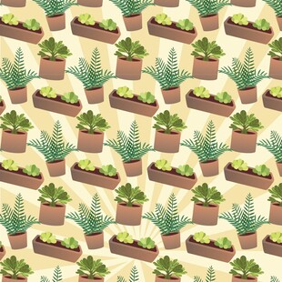 盆栽植物无缝图案背景