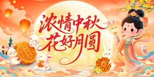 中秋佳节花好月圆插画 海报