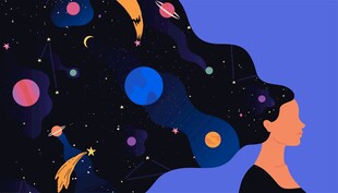 女性太空插画