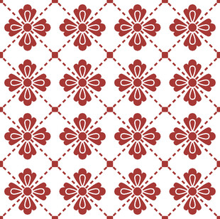 红色花卉几何图案纹理