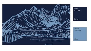 山川线条插画设计素材