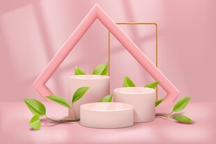 粉色美妆展台