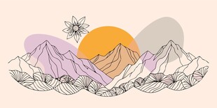 山水线稿插画