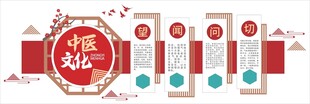 中医文化墙望闻问切形象背景墙
