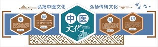 中医文化墙望闻问切形象背景墙