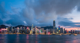 香港夜景璀璨城市风光