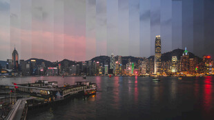 香港城市夜景港湾风光
