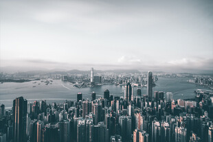 繁华都市天际线俯瞰景观