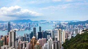 香港繁华都市天际线景观