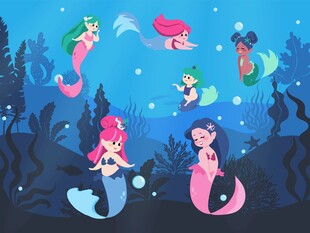 海底美人鱼插画