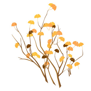 秋日黄花枝插画