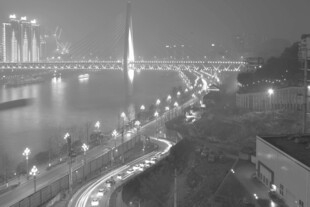 城市夜景河畔璀璨灯光秀