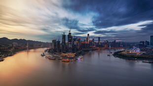 重庆城市江边绚丽夜景