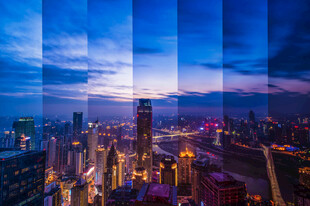 城市璀璨夜景俯瞰图