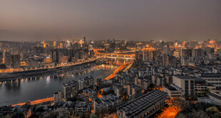 城市夜景俯瞰灯火璀璨