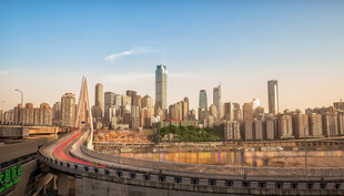 城市桥梁与天际线景观