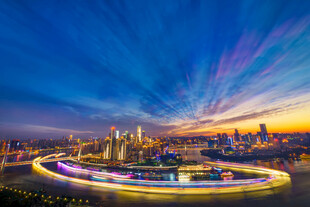 城市璀璨夜景天际线风光