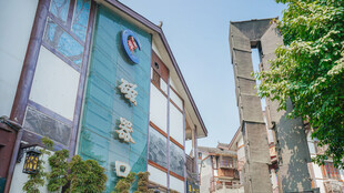 复古风街边建筑景观