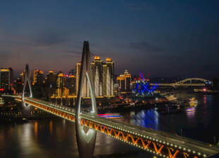 夜幕下的城市桥梁美景