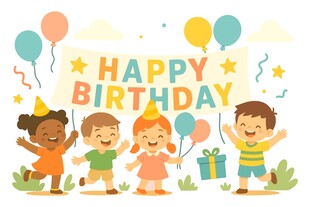 童趣生日插画