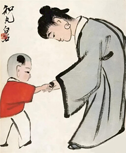 母子牵手图