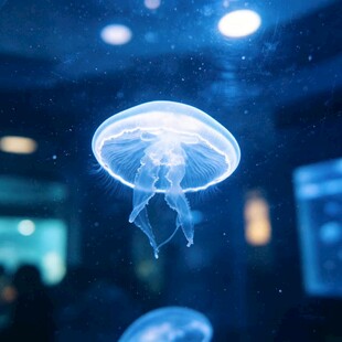 梦幻水母在水中轻盈游动