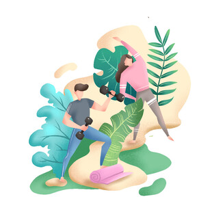 户外两人活力运动场景