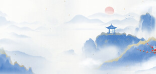 霜降山水浅灰色简约风霜降背景