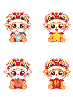 可爱舞狮羊卡通形象摆件