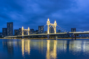 夜幕下的城市桥梁美景
