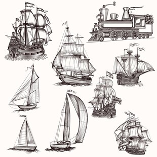 帆船插画