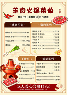 羊肉火锅蘸料菜单展示