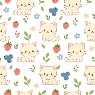 猫咪碎花底纹
