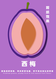 紫色西梅截面展示图