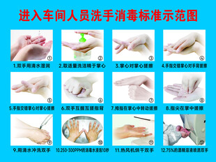 手部消毒操作步骤示意图