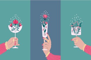 花艺高脚杯插画