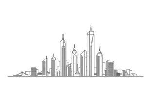 大厦建筑线描图