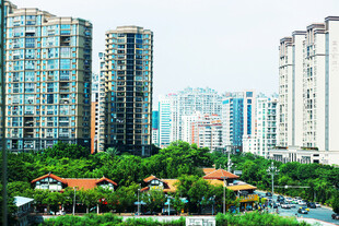 城市高楼与园林景观