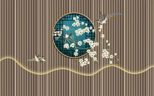 新中式花鸟背景图