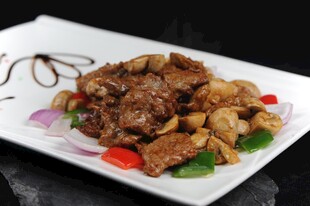 鲜蘑黑椒牛排