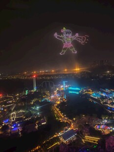 城市夜空的璀璨无人机表演