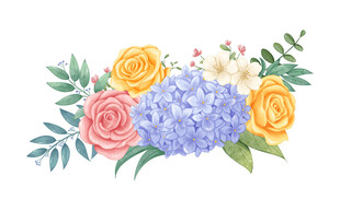 多彩花卉组合插画