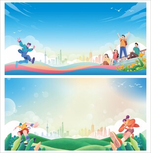 蓝色展板背景 