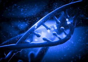 蓝色背景下的双螺旋DNA
