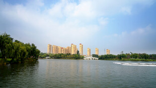 河畔城市风光