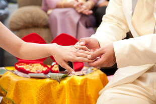 新人婚礼上手部亲密互动
