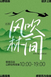 风吹林间户外踏青旅行海报