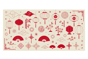 中式传统元素红色图案集
