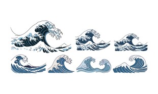 日式海浪素材