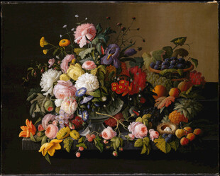古典花卉静物油画作品